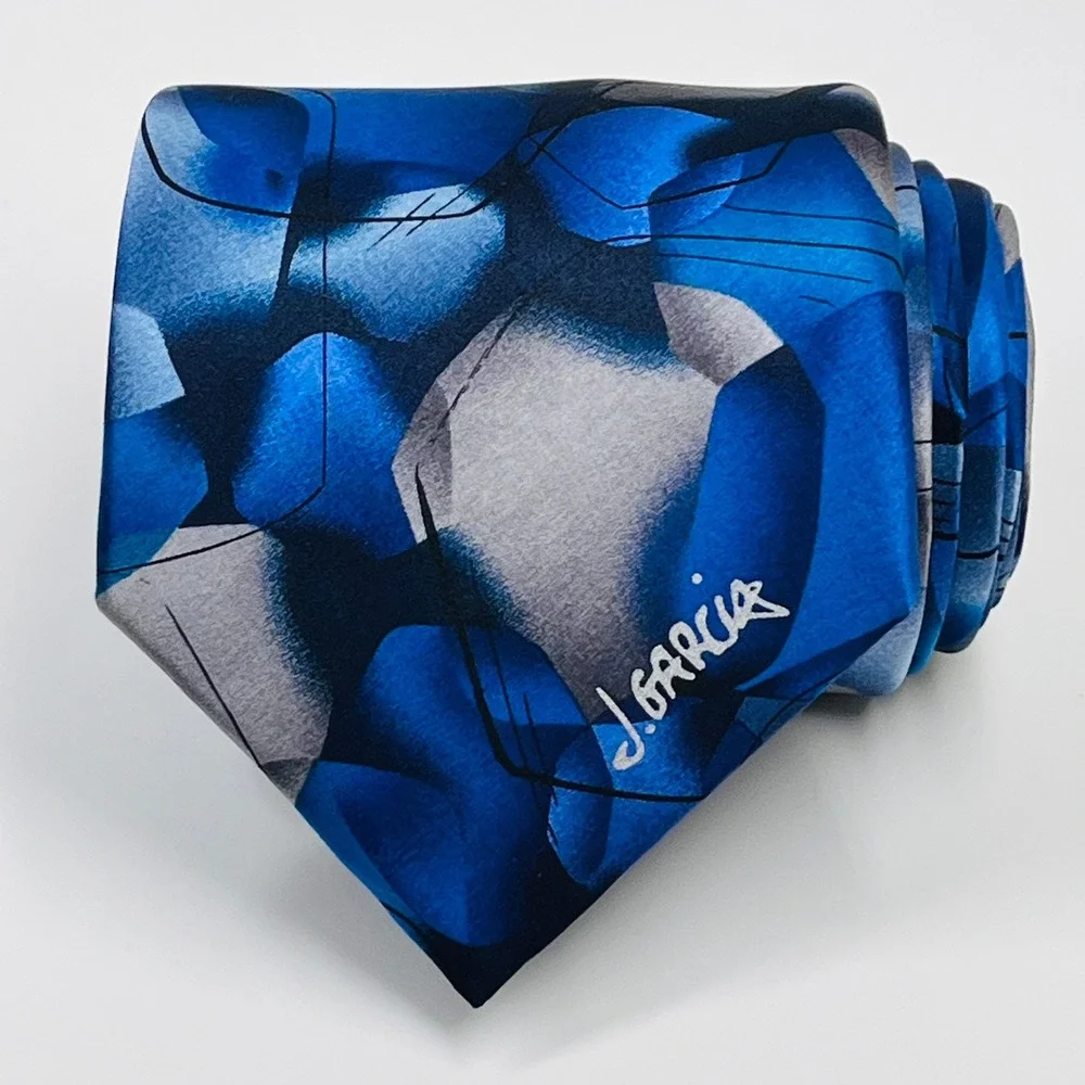 J. Garcia Necktie Men OS Blue Bee Hive‎ Artist Proof Silk Abstract Signature Tie